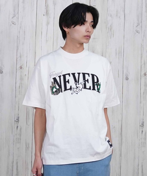 FORGET NEVER（フォーゲットネバー）の「【ムラサキスポーツ限定】FORGET NEVER/フォーゲットネバー 半袖Tシャツ 刺繍 252OO1ST557FN（Tシャツ/カットソー・メンズ・ホワイト/ブラック・XL/L/M）」の3枚目の写真