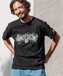 mt9455- flower logo print short sleeve cut&sew Tシャツ