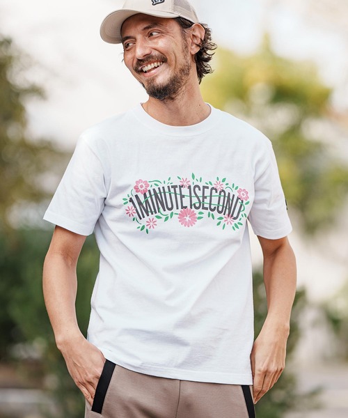 mt9455- flower logo print short sleeve cut&sew Tシャツ（Tシャツ/カットソー）｜1minute 1second（ワンミニットワンセカンド）Tシャツ/カットソー