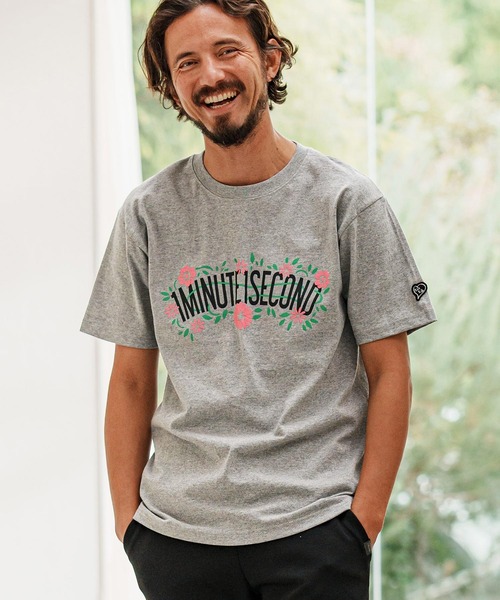 mt9455- flower logo print short sleeve cut&sew Tシャツ（Tシャツ/カットソー）｜1minute 1second（ワンミニットワンセカンド）