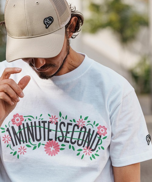 mt9455- flower logo print short sleeve cut&sew Tシャツ（Tシャツ/カットソー）｜1minute 1second（ワンミニットワンセカンド）