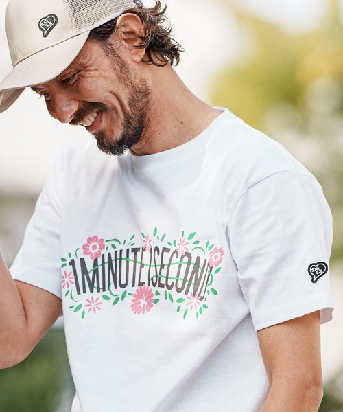 mt9455- flower logo print short sleeve cut&sew Tシャツ（Tシャツ/カットソー）｜1minute 1second（ワンミニットワンセカンド）