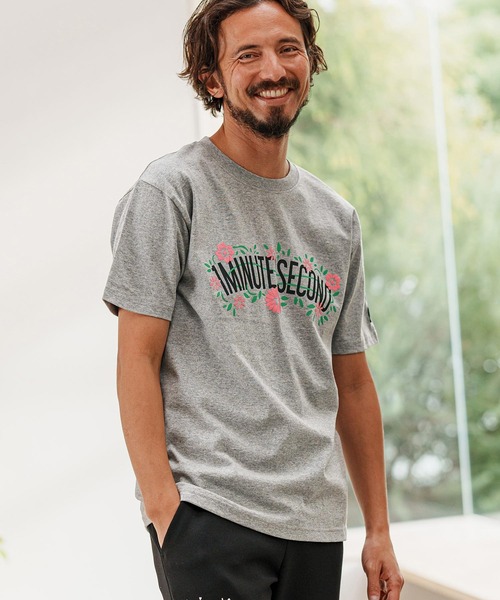 mt9455- flower logo print short sleeve cut&sew Tシャツ（Tシャツ/カットソー）｜1minute 1second（ワンミニットワンセカンド）