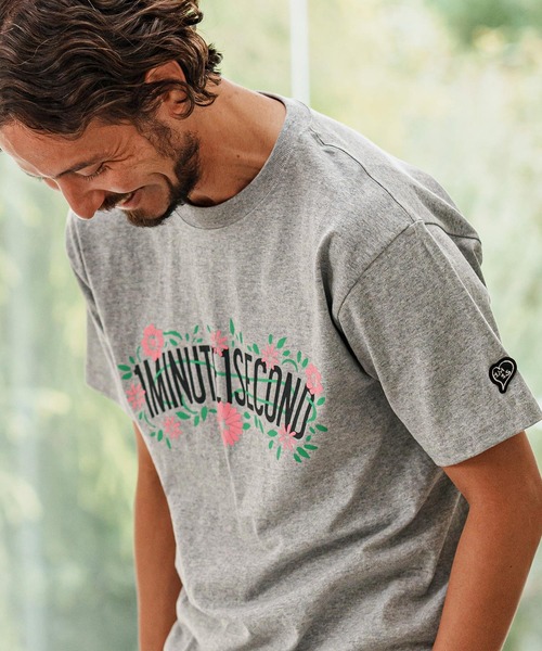 mt9455- flower logo print short sleeve cut&sew Tシャツ（Tシャツ/カットソー）｜1minute 1second（ワンミニットワンセカンド）