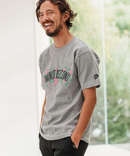 mt9455- flower logo print short sleeve cut&sew Tシャツ（Tシャツ/カットソー）｜1minute 1second（ワンミニットワンセカンド）