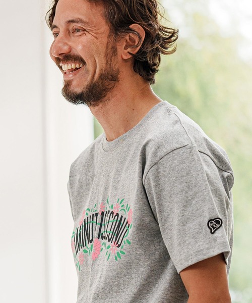 mt9455- flower logo print short sleeve cut&sew Tシャツ（Tシャツ/カットソー）｜1minute 1second（ワンミニットワンセカンド）