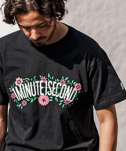 mt9455- flower logo print short sleeve cut&sew Tシャツ（Tシャツ/カットソー）｜1minute 1second（ワンミニットワンセカンド）