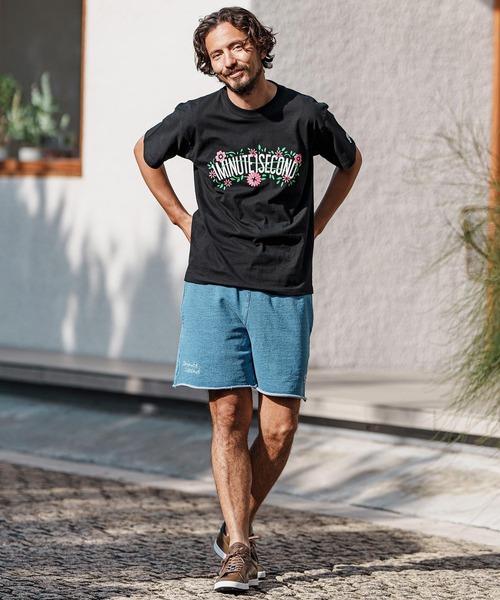 mt9455- flower logo print short sleeve cut&sew Tシャツ（Tシャツ/カットソー）｜1minute 1second（ワンミニットワンセカンド）