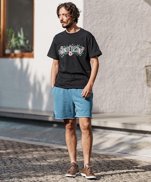 mt9455- flower logo print short sleeve cut&sew Tシャツ（Tシャツ/カットソー）｜1minute 1second（ワンミニットワンセカンド）