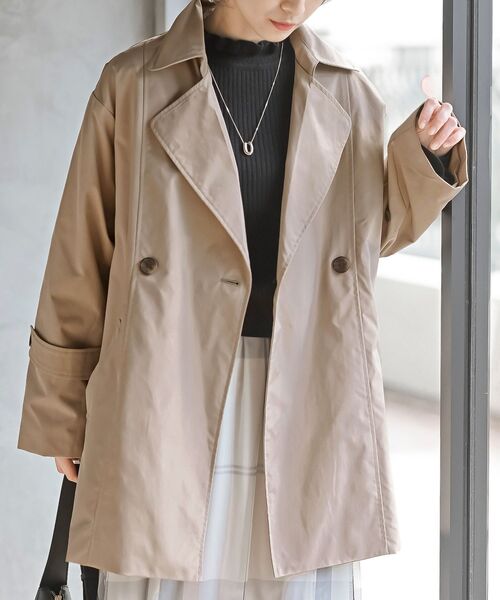 rps（アールピーエス）の「トレンチ風Ａラインコート（トレンチコート・レディース・ベージュ/アイボリー/グレイッシュベージュ・フリー）」の2枚目の写真