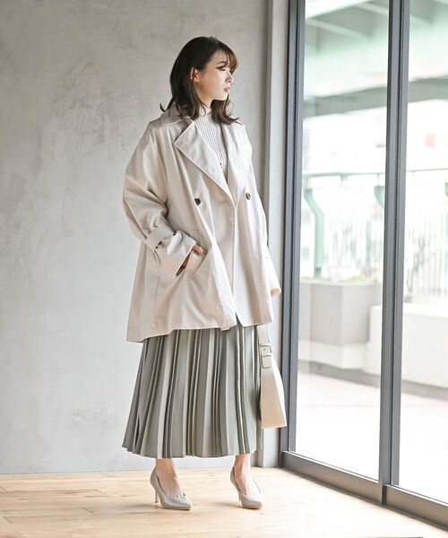 rps（アールピーエス）の「トレンチ風Ａラインコート（トレンチコート・レディース・ベージュ/アイボリー/グレイッシュベージュ・フリー）」の4枚目の写真