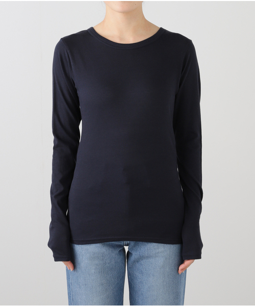 IENA(イエナ)の「コットンシルクテンジク クループルオーバー(Tシャツ/カットソー・レディース・ホワイト/ネイビー/アイボリー/ブラック・FREE)」の12枚目の写真
