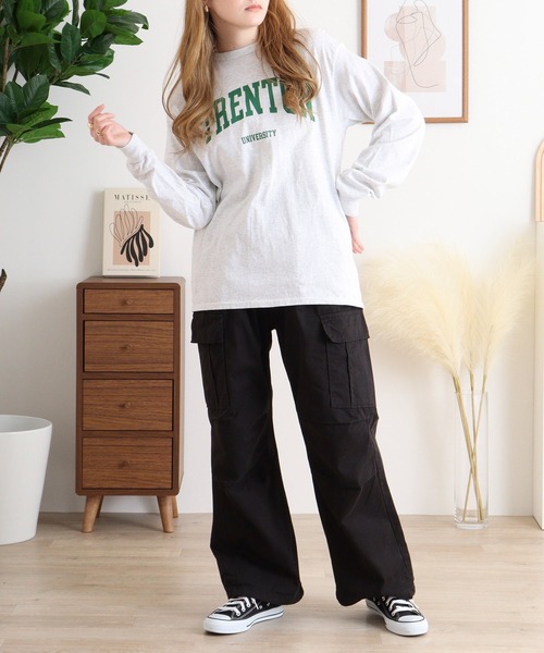atONE(アットワン)の「ツイルワイドカーゴパンツ(カーゴパンツ・レディース・カーキ/ブラック/ベージュ・LL/3L/L/4L/M)」の21枚目の写真