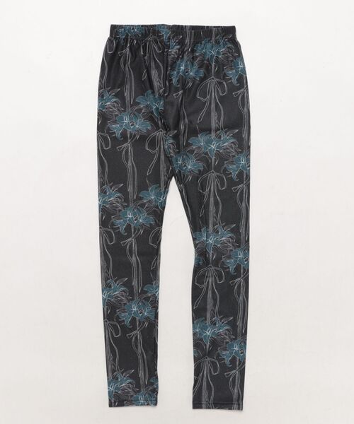 iS ScoLar（イズスカラー）の「551204：レディの嗜み・花束柄 2柄展開ラメ入りレギンス（レギンス/スパッツ・レディース・ブラック/オフホワイト・M）」の2枚目の写真