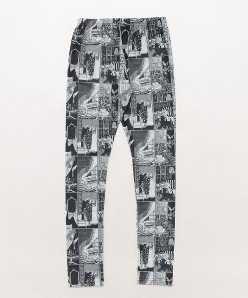 iS ScoLar（イズスカラー）の「551204：レディの嗜み・花束柄 2柄展開ラメ入りレギンス（レギンス/スパッツ・レディース・ブラック/オフホワイト・M）」の3枚目の写真