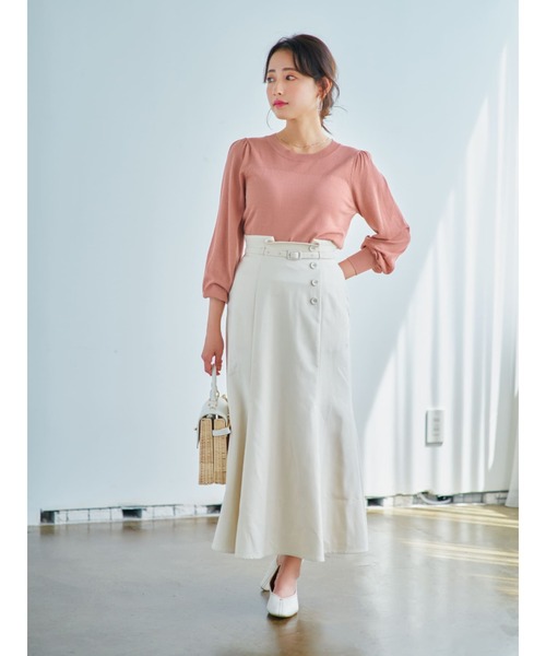 COHINA（コヒナ）の「ベルト付きタックマーメイドスカート 【低身長・小柄女性】（スカート・レディース・ホワイト/レッド・S-Regular/XS-Regular/XS-Short）」の9枚目の写真