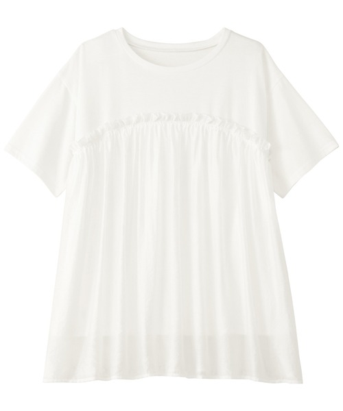 Viola e Viola(ヴィオラエヴィオラ)の「【7月中旬再入荷】ドッキング切替えトップス(Tシャツ/カットソー・レディース・チャコール/ブラック/ホワイト・M/3L/LL/L)」の22枚目の写真