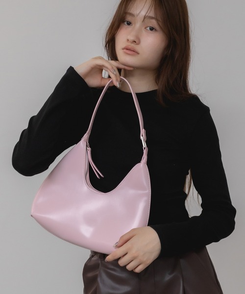 HEILIS（ヘイリス）の「スムースレザーワンショルダーバッグ / ハンドバッグ ワンハンドルバッグ ホーボーバッグ ハーフムーンバッグ オケージョン セレモニースタイル（ハンドバッグ・レディース・ブラウン/ブラック/ピンク・FREE）」の16枚目の写真