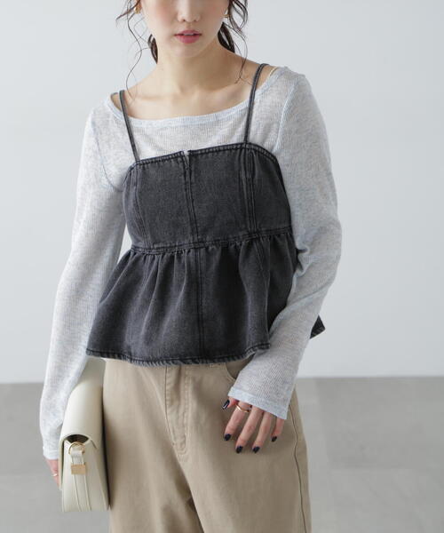 FREE'S MART（フリーズマート）の「◆ペプラムギャザーデニムビスチェ（その他トップス・レディース・ブルー系その他5/ブラック系その他/ブルー系その他・FREE）」の2枚目の写真