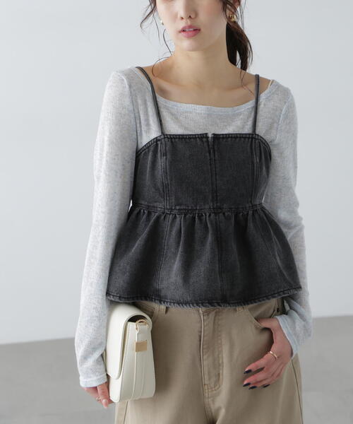 FREE'S MART（フリーズマート）の「◆ペプラムギャザーデニムビスチェ（その他トップス・レディース・ブルー系その他5/ブラック系その他/ブルー系その他・FREE）」の6枚目の写真