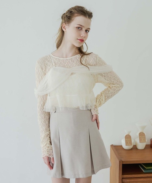 Tulle bustier set tops レディース セール】tulle bustier & lace tops set / チュールビスチェ