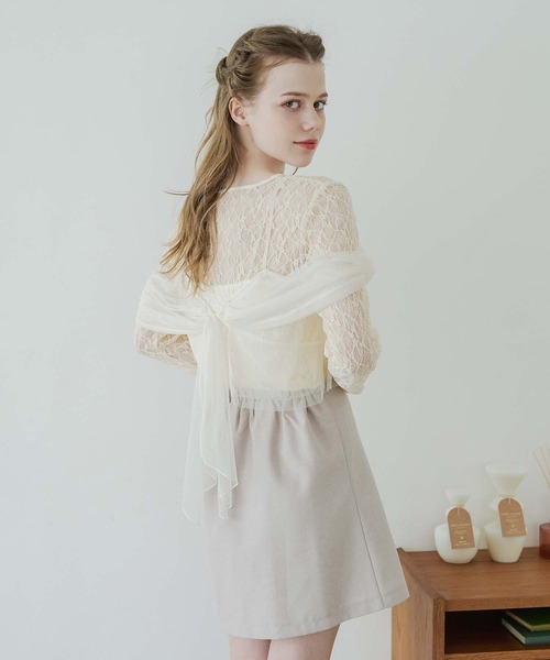 Tulle bustier set tops レディース セール】tulle bustier & lace tops set / チュールビスチェ