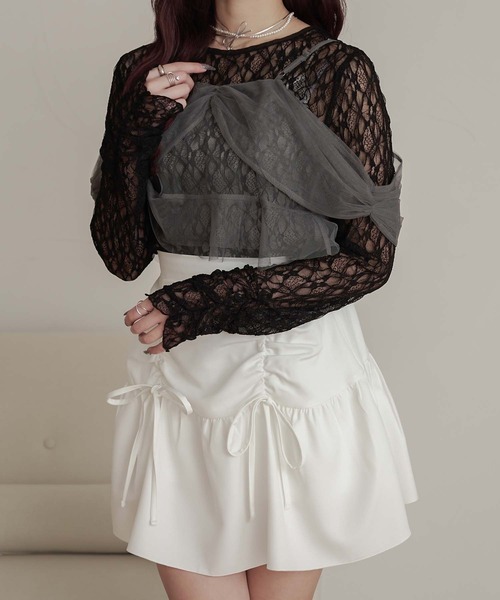 Ambre Neige(アンブルネージュ)の「tulle bustier & lace tops set / チュールビスチェ&レーストップスSET(Tシャツ/カットソー・レディース・アイボリー/ブラック/オフホワイト・FREE)」の9枚目の写真
