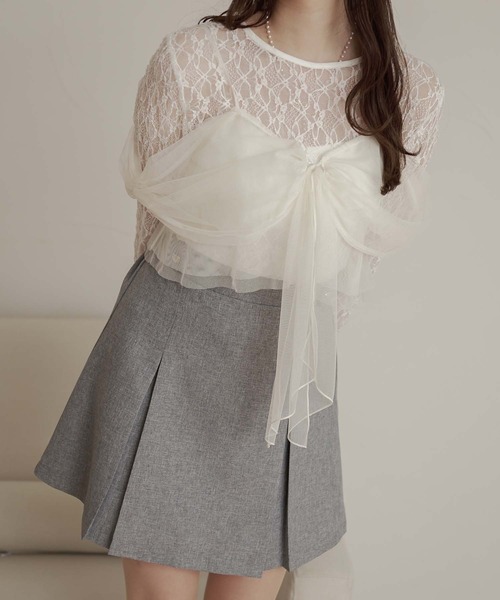 Ambre Neige(アンブルネージュ)の「tulle bustier & lace tops set / チュールビスチェ&レーストップスSET(Tシャツ/カットソー・レディース・アイボリー/ブラック/オフホワイト・FREE)」の14枚目の写真