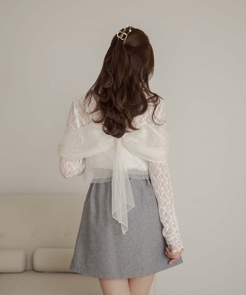 Ambre Neige(アンブルネージュ)の「tulle bustier & lace tops set / チュールビスチェ&レーストップスSET(Tシャツ/カットソー・レディース・アイボリー/ブラック/オフホワイト・FREE)」の18枚目の写真