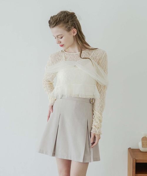 Ambre Neige(アンブルネージュ)の「tulle bustier & lace tops set / チュールビスチェ&レーストップスSET(Tシャツ/カットソー・レディース・アイボリー/ブラック/オフホワイト・FREE)」の21枚目の写真