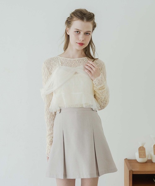 Ambre Neige(アンブルネージュ)の「tulle bustier & lace tops set / チュールビスチェ&レーストップスSET(Tシャツ/カットソー・レディース・アイボリー/ブラック/オフホワイト・FREE)」の22枚目の写真