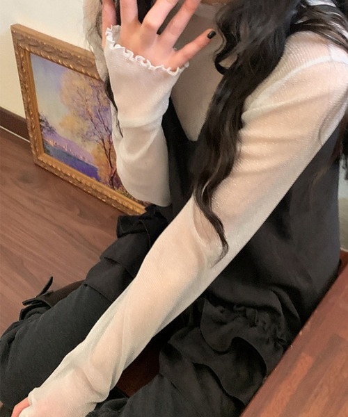 leune（ルネ）の「ティアードフリルヘムキャミソール（キャミソール・レディース・ブラック/ホワイト・FREE）」の3枚目の写真