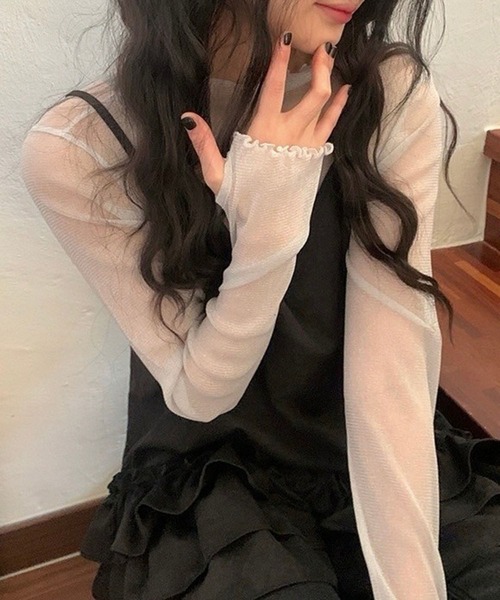 leune（ルネ）の「ティアードフリルヘムキャミソール（キャミソール・レディース・ブラック/ホワイト・FREE）」の15枚目の写真