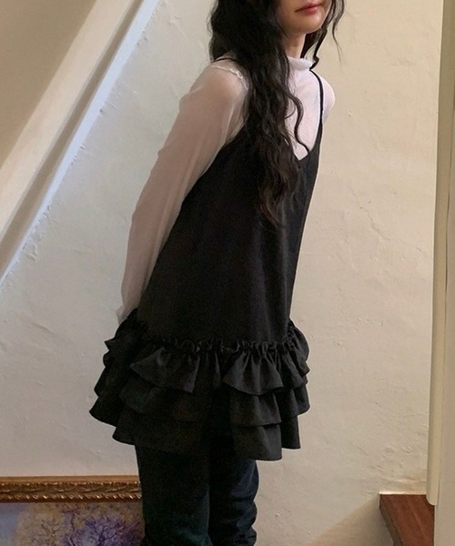 leune（ルネ）の「ティアードフリルヘムキャミソール（キャミソール・レディース・ブラック/ホワイト・FREE）」の16枚目の写真
