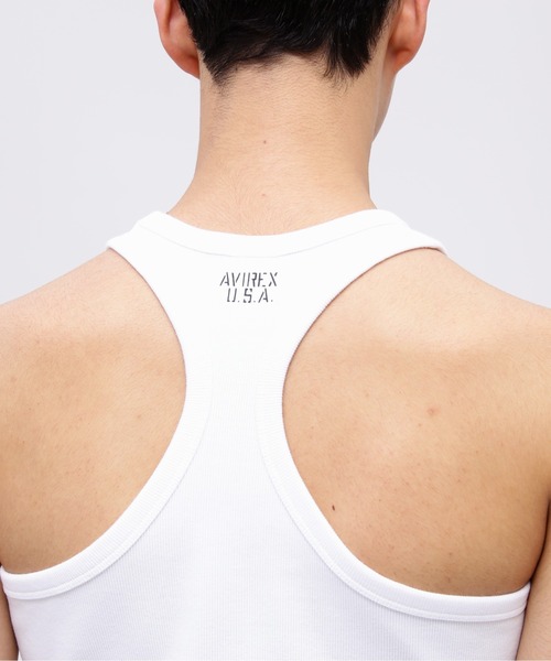 AVIREX(アヴィレックス)の「《DAILY/デイリー》RIB TANK TOP BACK CROSS / デイリーウェア リブ タンクトップ バッククロス / AVIREX / アヴィレックス(Tシャツ/カットソー・メンズ・チャコール/ブラック/オリーブ/ホワイト/グレー/ロイヤルブルー・SMALL/X-LARGE/LARGE/MEDIUM)」の14枚目の写真