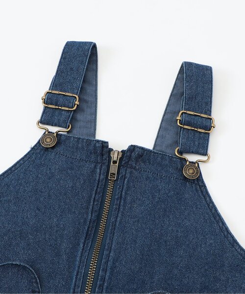 apres les cours(アプレレクール)の「【ジュニア対応】フロントジップハートポケットジャンスカ(ジャンパースカート・キッズ・カーキ/インディゴブルー・140/130/80/120/110/100/90)」の16枚目の写真