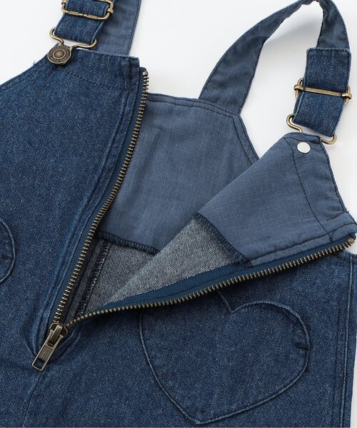 apres les cours(アプレレクール)の「【ジュニア対応】フロントジップハートポケットジャンスカ(ジャンパースカート・キッズ・カーキ/インディゴブルー・140/130/80/120/110/100/90)」の18枚目の写真