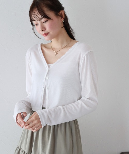 BLUEEAST(ブルーイースト)の「キャミソール&カーデアンサンブル(アンサンブル・レディース・ホワイト/ピンク/ブラック・MEDIUM)」の2枚目の写真