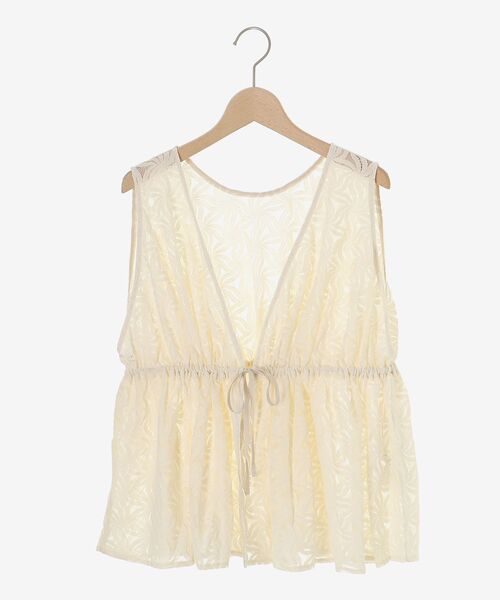 le.coeur blanc（ルクールブラン）の「《手洗い可能》フラワーレースジレベスト（ベスト・レディース・アイボリー/ブラック・38）」の3枚目の写真