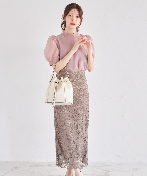 tocco closet(トッコ クローゼット)の「フラワーモチーフレースタイトスカート(スカート・レディース・ブルー/ネイビー/イエロー/ダークパープル/チャコールグレー/ダークブラウン・M)」の17枚目の写真