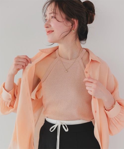 titivate（ティティベイト）の「ホルターネックタンクトップ（タンクトップ・レディース・オフホワイト/ブラック/ピンク/シルバー・M）」の19枚目の写真