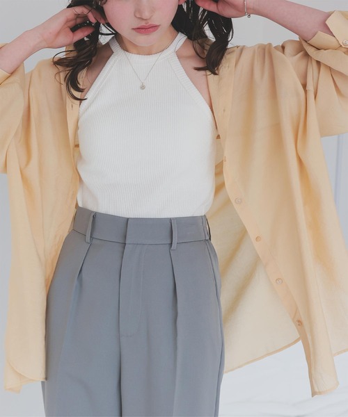 titivate（ティティベイト）の「ホルターネックタンクトップ（タンクトップ・レディース・オフホワイト/ブラック/ピンク/シルバー・M）」の8枚目の写真