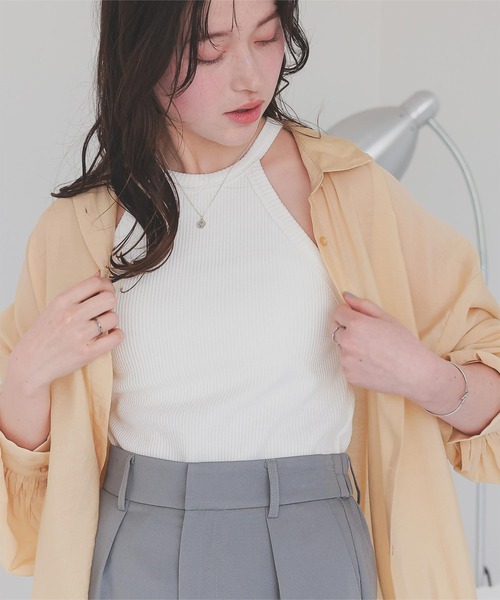 titivate（ティティベイト）の「ホルターネックタンクトップ（タンクトップ・レディース・オフホワイト/ブラック/ピンク/シルバー・M）」の11枚目の写真