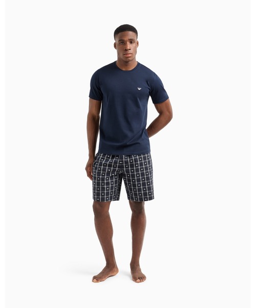 EMPORIO ARMANI(エンポリオアルマーニ)の「【エンポリオ アルマーニ】バミューダパンツ パジャマ オールオーバーパターン ジャカード(ルームウェア/パジャマ・メンズ・ネイビー系/ネイビー系1・LARGE/MEDIUM/SMALL/X-LARGE)」の1枚目の写真
