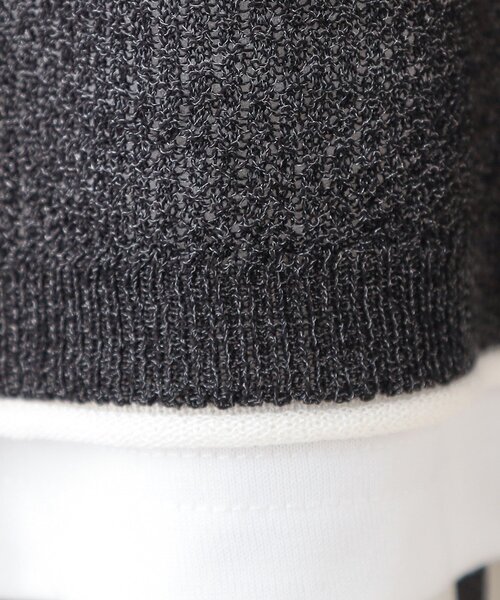 Cutie Blonde（キューティーブロンド）の「【S-LL/2枚セット】シアー感も楽しめる 光沢カノコ編み配色ニット+ロンT（ニット/セーター・レディース・ホワイト系7/ピンク系9/ブラック系4/ライトグレー系4・01/02/03）」の12枚目の写真