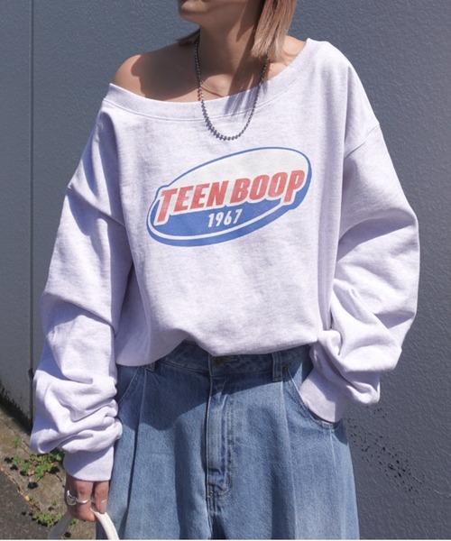 TEEN BOOP（ティーンブープ）の「オフショルルーズスウェット（スウェット・レディース・チャコールグレー/ライトグレー・FREE）」の20枚目の写真