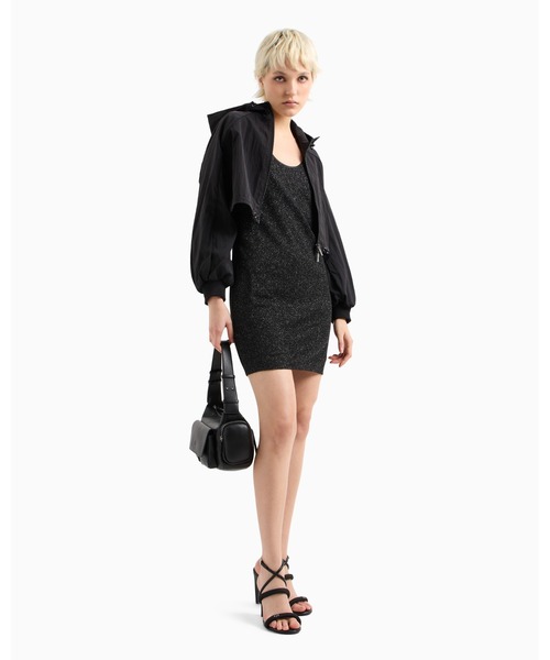 ARMANI EXCHANGE(アルマーニエクスチェンジ)の「【A|X アルマーニ エクスチェンジ】<ZOZO限定>LIS メタリック ノースリーブミニワンピース(ワンピース・レディース・ブラック・LARGE/MEDIUM/SMALL/X-SMALL)」の6枚目の写真