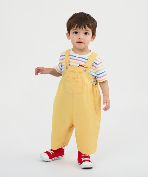 MIKI HOUSE（ミキハウス）の「【WEB限定】６分丈オーバーオール（サロペット/オーバーオール・キッズ・ベージュ/パープル/イエロー系その他/ライトグリーン/オレンジ/ブルー・M(80-90cm)/S(70-80cm)/L(90-100cm)）」の5枚目の写真