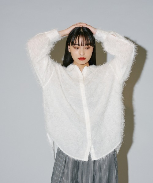 terrace(テラス)の「フェザーシャツ(シャツ/ブラウス・レディース・オフホワイト/ブラック・MEDIUM)」の2枚目の写真