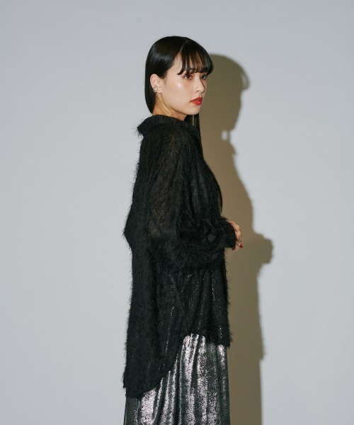 terrace(テラス)の「フェザーシャツ(シャツ/ブラウス・レディース・オフホワイト/ブラック・MEDIUM)」の4枚目の写真